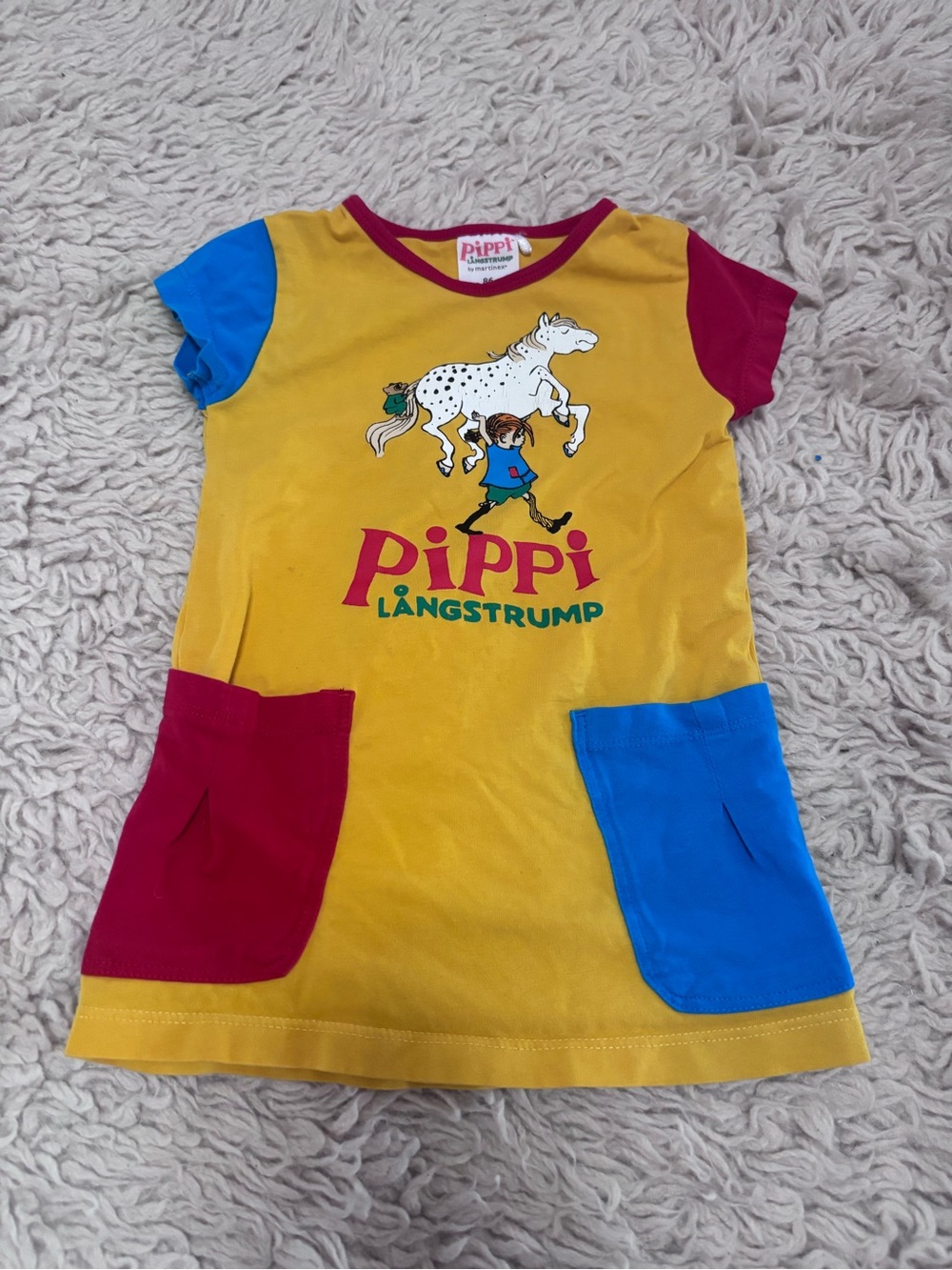 Martinex | Pippi Långstrump colorblock dress | sz 86